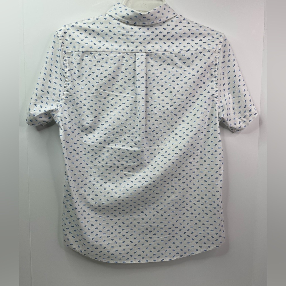 Vineyard Vines Stretch Cotton Micfish White and Bkue Shirt Size Large - Picture 3 of 7